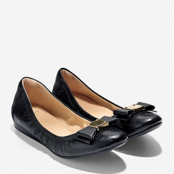 COLE HAAN Tali Bow Ballet Flat Black 7 - Picture 1 of 12